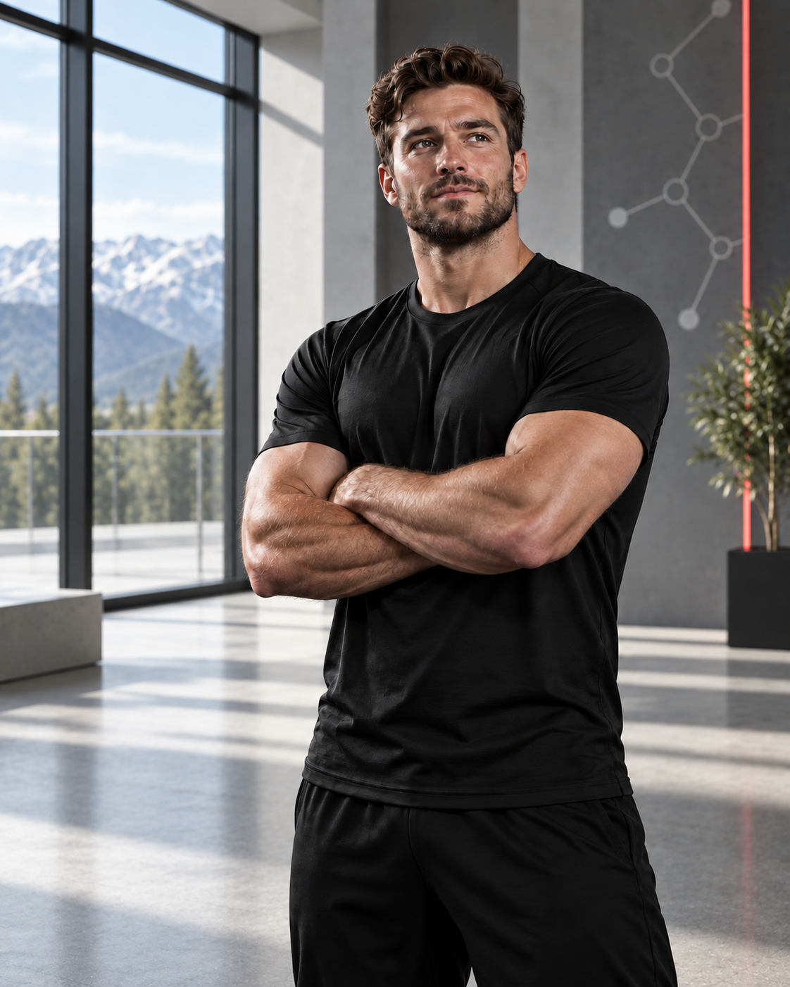 Healthy gym enthusiast in a modern performance research setting
